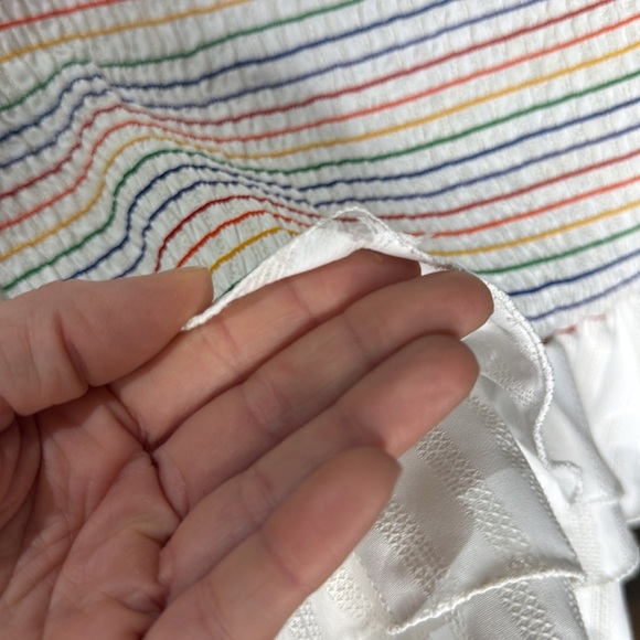 DO + BE Smocked Rainbow Striped Ruffle Hem Skirt Small - Picture 6 of 6
